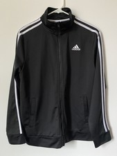 Adidas Track Jacket Youth XL 18/20 Black Full Zip Track Top
