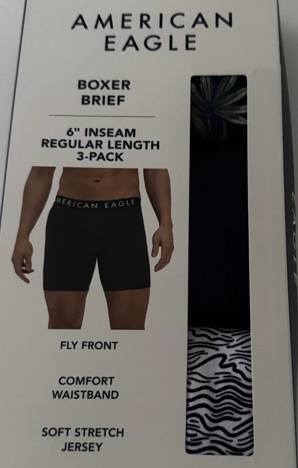 Cuecas boxer American Eagle masculinas pequenas pretas flexíveis pacote com 3 - Imagem 2 de 3
