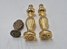 Lot of 3 Vintage Metal Wax Seals Sealers Avon Flowers Floral Envelope Note Mark