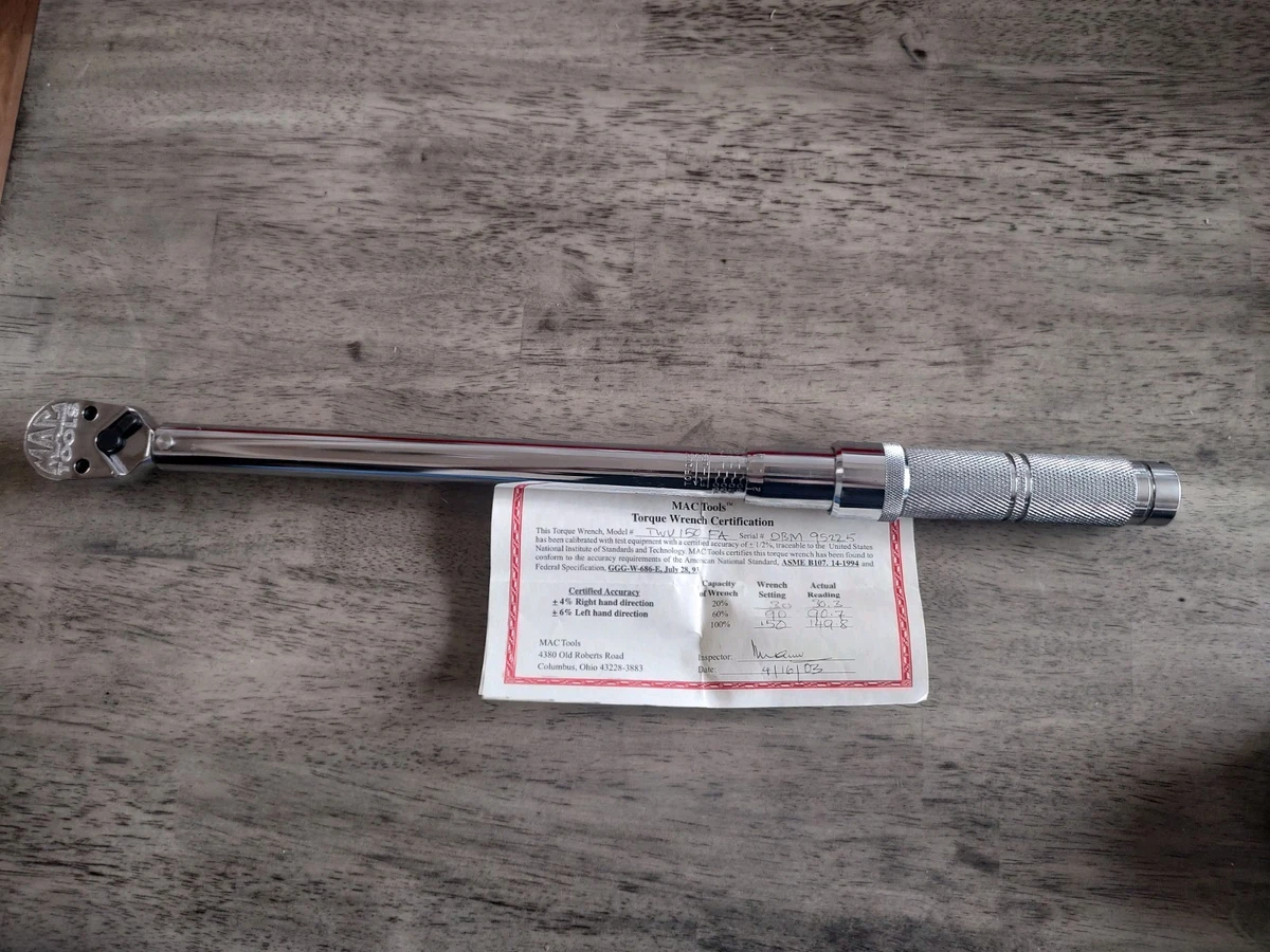 Mac Tools 1/2in. Size Torque Wrench Automotive Hand Wrenches for