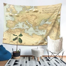 HOME/1pc Roman Empire Map Tapestry-Vintage Style,Polyester 100.,Peach Light Beig
