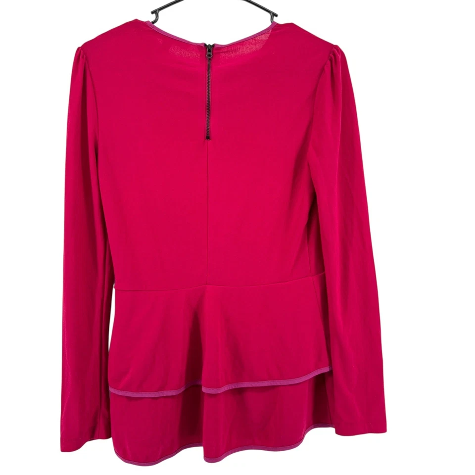 Narciso Rodriguez by Design Nation Pink Ruffle Peplum Long Sleeve Top Women's XS - Image 2 of 4
