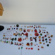 Vtg Assorted Mini Christmas Tree Decorations Glass, Wooden Ceramic Lot Of 109.