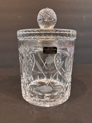 Rovelli 24% Lead Crystal Covered Jar Candy Dish Pineapple Cut Glass Poland