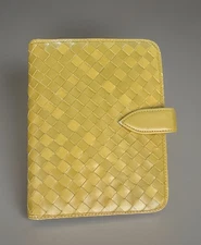 Franklin Covey Compact Woven Mustard Yellow Woven Planner Faux Leather 7.5x6”