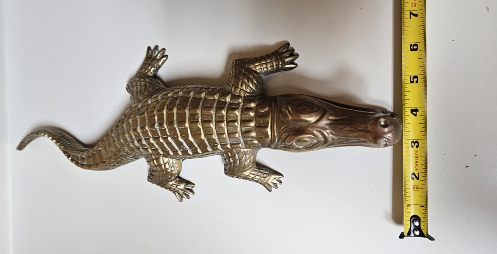 Vtg Solid Brass Alligator Crocodile Sculpture Figurine Mid Century Modern RARE