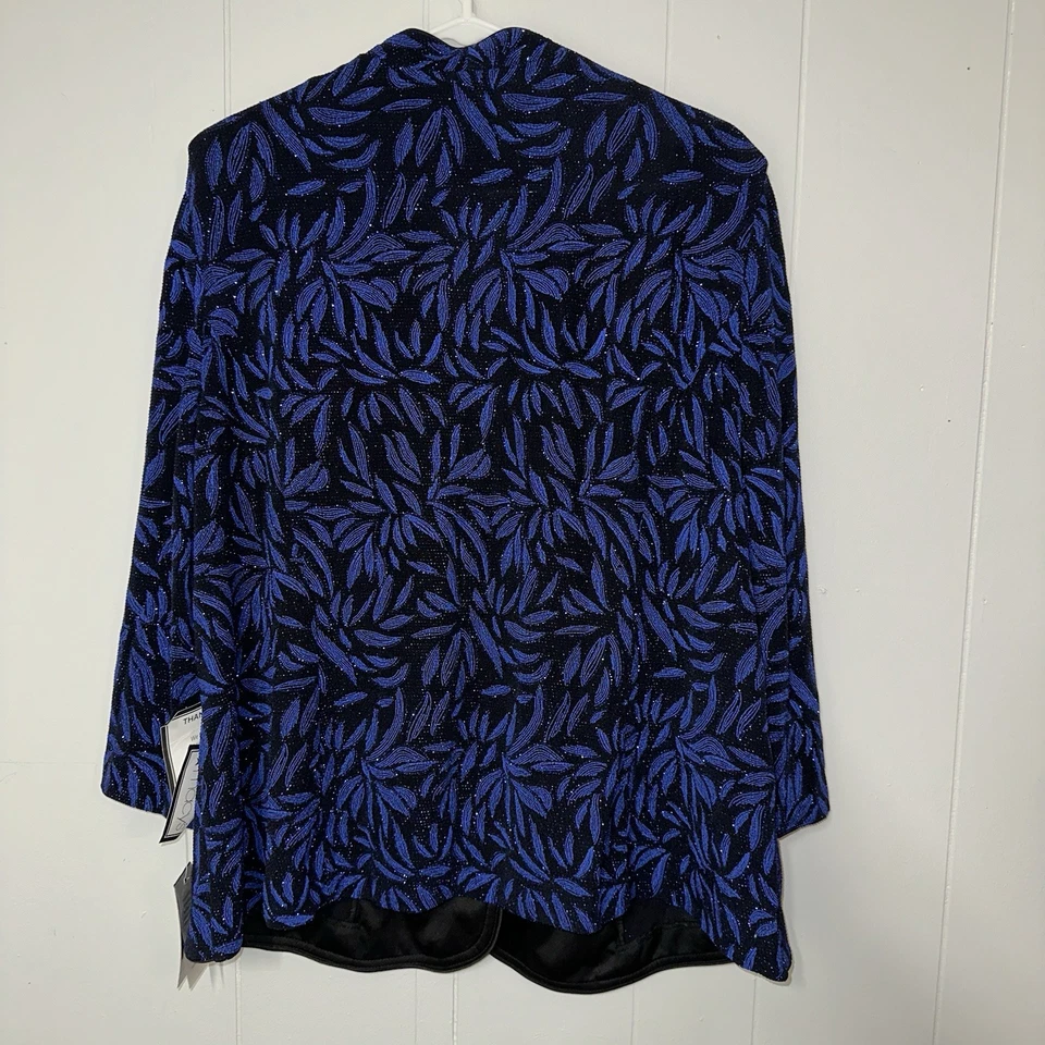✨BLING✨ 2xl Negro y Azul Real Brillante Alex Noches Cóctel Chaqueta/Blazer 2x Foto 4 de 4