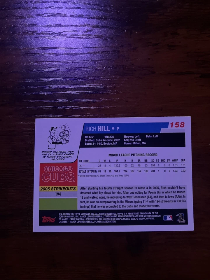 2006 Topps Opening Day - Rich Hill #158 (RC) - Image 2 of 2