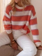 Striped Round Neck Dropped Shoulder Sweater