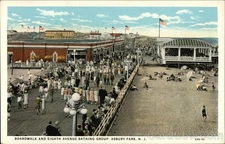 Asbury,NJ Boardwalk Eighth Avenue Bathing Group Hunterdon County Vintage PC
