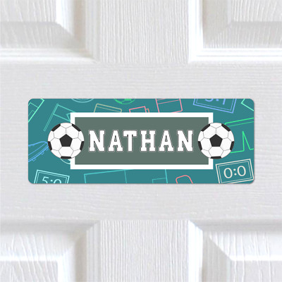 Personalisiertes Türschild mit Namen METALL Fußball Schlafzimmer Jungen Mädchen Kinder Ball