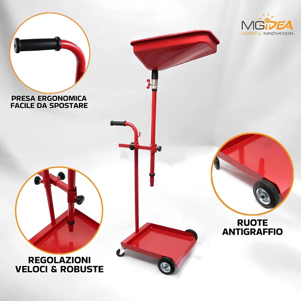 CARRELLO RECUPERO OLIO MOTORE ESAUSTO TAGLIANDO OFFICINA RUOTE AUTO MACCHINA - Immagine 4 di 4