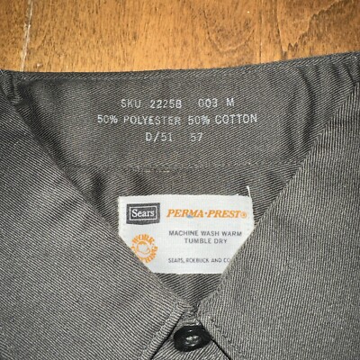 Vintage Sears Perma-Prest Work Clothing NWT Dark Brown Button Up