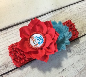 Red And Blue Cat In The Hat Newborn// Babies //Toddlers//Girls Headband