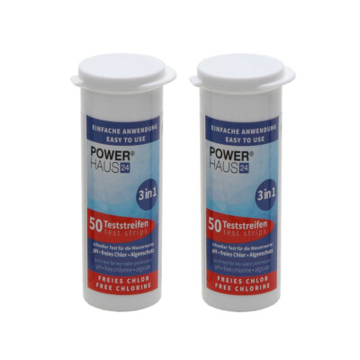 100 Teststäbchen 3 in 1 Teststreifen 2er Pack Teststrips für Chlor, pH Wert und