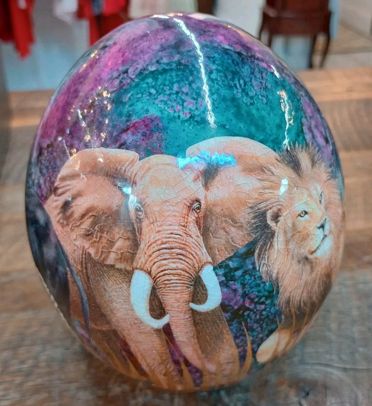 Handpainted Ceramic Egg Safari Animals 7