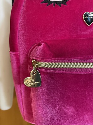 NWT BETSEY JOHNSON HOT PINK VELVET CAT BACKPACK MSRP $108 | eBay display picture 3