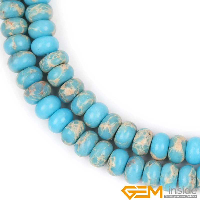 Natural Sea Sediment Jasper Gemstone Rondelle Spacer Jewelry Making Beads 15" - Image 3 of 4