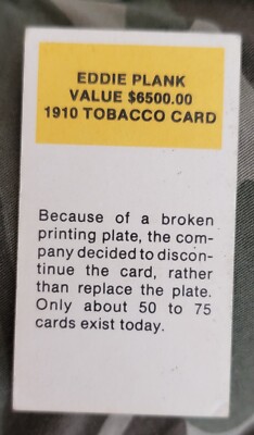 eddie plank 1910 tobacco card original (59) Eddie Plank 1910 Tobacco Card REPRINT Vintage Philadelphia yellow back