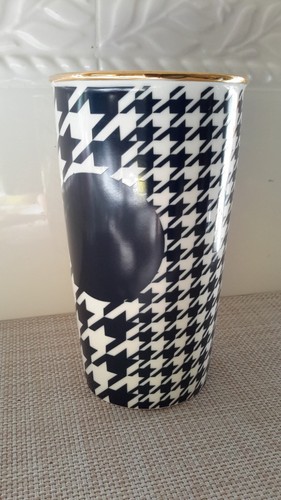 Starbucks 2015 Dot Collection Houndstooth Ceramic Tumbler Black/White NO LID - Picture 3 of 9