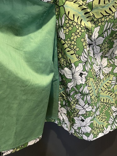 Charter Club Mini Wrap Skirt 10 Green Floral Lined Cotton Beach Tropical - Picture 4 of 6