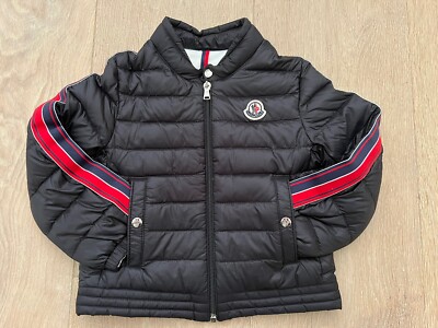 Moncler Boys Long Sleeve Jacket Black Red Logo Stripes Size Moncler Boys Long Sleeve Jacket Black Red Logo Stripes Size