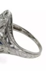 18K White Gold Old Euro Diamonds & Sapphires Die Struck Ring — photo 6