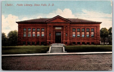 #ad c1913 Public Library Sioux Falls South Dakota ANTIQUE Postcard 3693 $7.49