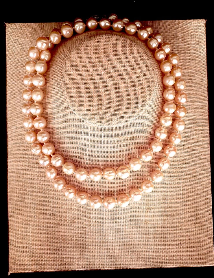 32" Fuerte Brillo Nautre Rosa Tornillo Agua Dulce Collar Oro 18K Cierre Foto 2 de 4