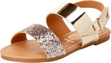 Bebe 2 Strap Open Toe Sandals Cute Glittery Sandals Summer Shoes for Little Kid