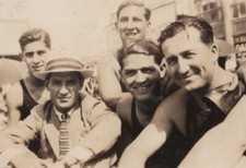 Five Handsome Men at Beach 1920s Bathing Suits Smiling Friends