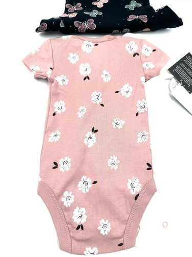 Petit Lem NB 3pk Short Sleeve Bodysuits Butterflies Lavender Flowers Butterfly - Picture 6 of 7