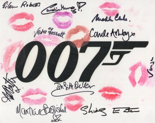 JAMES BOND - Real personal lipstick kisses & multi signed In Person 007 photo - Picture 1 of 1