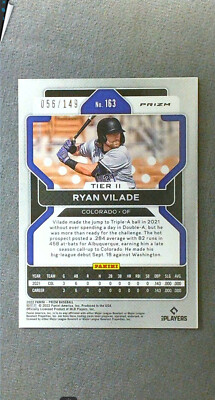 2022 Panini Prizm Tier II Red Mojo Prizm #163 Ryan Vilade RC