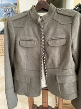 J. Crew Green Wool Military Jacket with Metal Round Buttons Pockets SZ 4 NEW