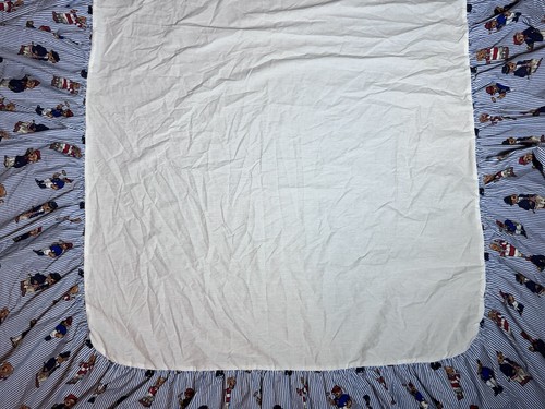 Vintage Polo Ralph Lauren Teddy Bear Blue Striped TWIN Bedskirt Ruffle Retired - Picture 10 of 17