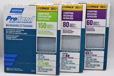 40 Pack Norton ProSand 9'' x 11'' Sanding Sheets CHOOSE Coarse Grit - Brand New