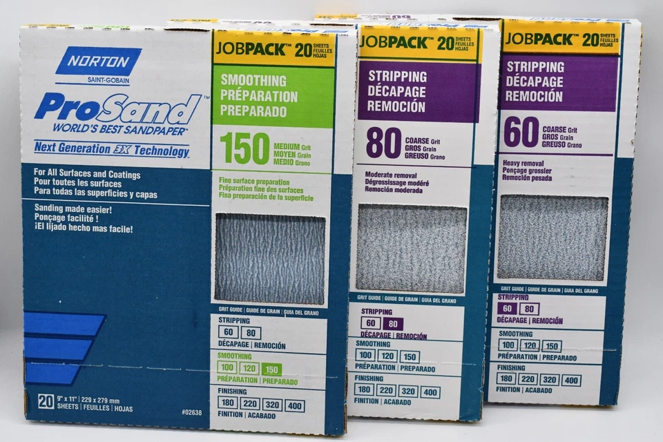 40 Pack Norton ProSand 9" x 11" Sanding Sheets CHOOSE Coarse Grit - Brand New