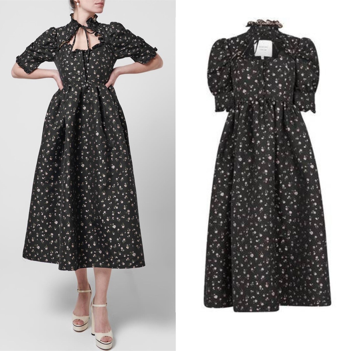Sister Jane DREAM Agnes Jacquard Midi Dress Black Floral Size X-Small NWT |  eBay