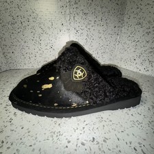 Ariat Ladies Jackie Square Toe Black/Gold Slippers Size 7 NWB