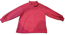 Womens Long Sleeve Tops Plain Shirt Waffle Blouse Casual Office  - Med- Rose Red