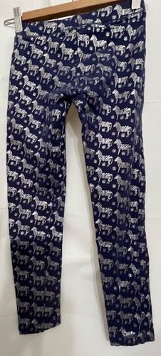 220375 Girls 10 CREWCUTS Everyday Blue Silver Zebra Stretch Cotton Leggings EUC - Picture 3 of 3