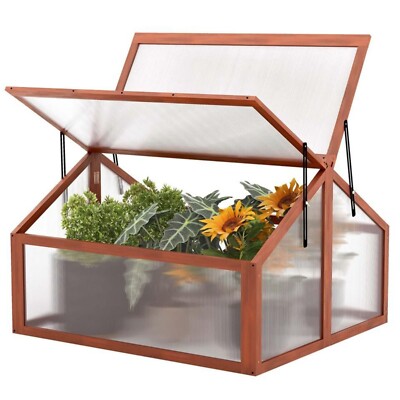 Wooden Greenhouse Double Box Garden House Frame Raised Plants Cold Protection