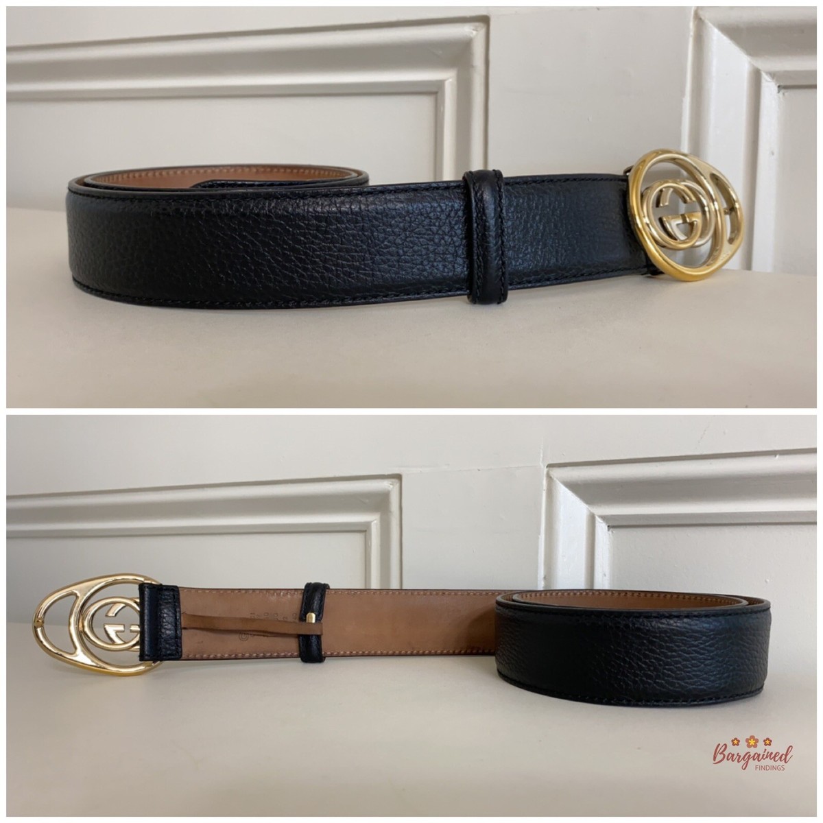 GUCCI ブラック ベルト ゴールドバックル サイズ　８０/３２ GUCCI ブラック ベルト ゴールドバックル - メルカリ