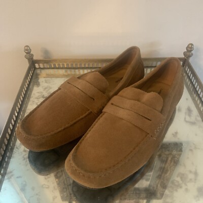 Lands End Shoes Mens 11D Brown Suede Driving Loafer Comfort Casual Classic