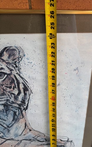 Vintage Fritz Hug Resting Tiger Canvas Print Framed Modern Art Wall Hanging - Picture 7 of 7