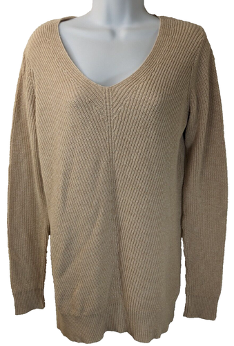 Old Navy, women's, scoop neck, ribbed sweater, beige, size L tall