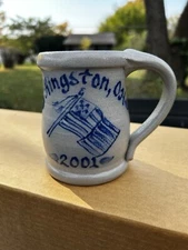 EK Sign 2001 USA Flag Rowe Pottery Cambridge Wisconsin Kingston Ohio Coffee Mug