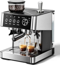 20 Bar Espresso Machines with Grinder with Steam Milk Frother Steam Wand