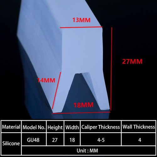 U-förmige Silikon-Dichtung Kantenschutzprofil hitzebeständig für Glas/Metall - Picture 57 of 77